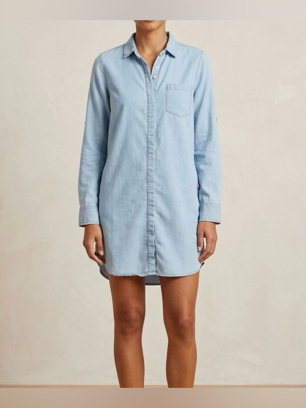 Victoria's Secret Blue Chambray Shirt Dress Tunic Pocket Size 8 Boho Coastal
